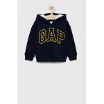 GAP bluza copii culoarea albastru marin, cu glugă, cu imprimeu