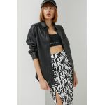 Abercrombie & Fitch camasa femei, culoarea negru, cu guler clasic, relaxed