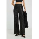 Gestuz pantaloni femei, culoarea negru, lat, high waist