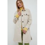 Pepe Jeans geaca din amestec de lana Veruka culoarea bej, de tranzitie