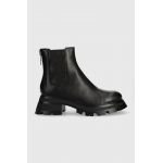 Dkny cizme Sasha femei, culoarea negru, cu toc plat