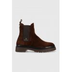 Gant botine din piele intoarsa Aligrey femei, culoarea maro, cu toc plat