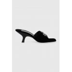 Tory Burch papuci Eleanor Pave femei, culoarea negru, toc mic