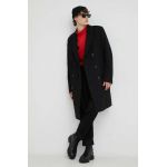 G-Star Raw palton de lana culoarea negru, de tranzitie, cu doua randuri de nasturi