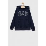 GAP bluza copii culoarea albastru marin, cu glugă, cu imprimeu