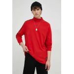 Levi's longsleeve din bumbac culoarea rosu, neted