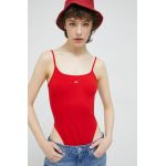 Tommy Jeans body femei, culoarea rosu