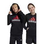 Adidas bluza copii U BL 2 HOODIE culoarea negru, cu glugă, cu imprimeu