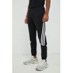 Adidas pantaloni de trening barbati, culoarea negru, cu imprimeu