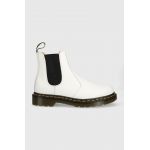 Dr. Martens ghete chelsea de piele 2976 Yellow Stitch femei, culoarea alb, cu platformă DM26228100