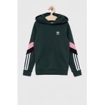 Adidas Originals bluza copii culoarea verde, cu glugă, neted