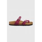 Birkenstock papuci din piele Mayari femei, culoarea violet, cu toc plat