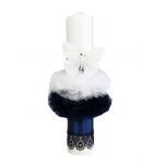 Lumanare botez cu dantela de culoare bleumarin, en-gros