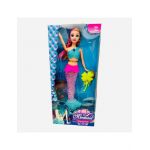 Papusa Sirena cu coada transparenta luminoasa, multicolor, 37×17×4.5cm, +3ani, en-gros