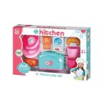 Set de Bucatarie cu Prajitor de paine cu sunete si lumini, farfurii, cescute si alimente, Kitchen Play Set, multicolor, +3ani, en-gros