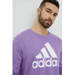 Adidas hanorac de bumbac barbati, culoarea violet, cu imprimeu