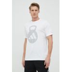 Adidas Performance tricou de antrenament culoarea alb, cu imprimeu