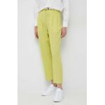 PS Paul Smith pantaloni de lana femei, culoarea galben, lat, high waist