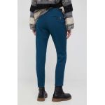 PS Paul Smith pantaloni femei, culoarea albastru marin, mulata, high waist