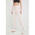 Adidas pantaloni de trening femei, culoarea roz, neted