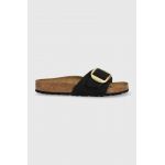 Birkenstock papuci din piele MADRID BIG BUCKLE femei, culoarea negru, 1023342