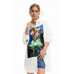 Desigual camasa din bumbac femei, culoarea alb, cu guler clasic, relaxed