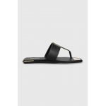 Dkny slapi de piele DEJA femei, culoarea negru, cu toc plat, K4259021