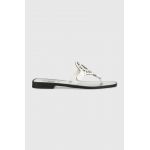 Karl Lagerfeld slapi de piele SKOOT femei, culoarea alb, cu toc plat, KL80408