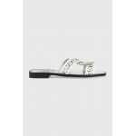 Karl Lagerfeld slapi de piele SKOOT femei, culoarea alb, KL80429