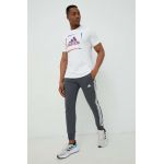 adidas pantaloni de trening din bumbac bărbați, culoarea gri, cu imprimeu  IC9408