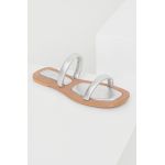 Answear Lab slapi de piele Femei, culoarea argintiu