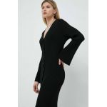 Gestuz rochie culoarea negru, midi, mulata