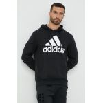 adidas hanorac de bumbac bărbați, culoarea negru, cu glugă, cu imprimeu IC9363