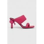 Karl Lagerfeld slapi de piele IKON HEEL femei, culoarea roz, cu toc drept, KL39005