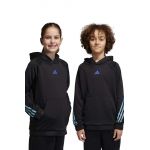 adidas bluza copii culoarea negru, cu glugă, cu imprimeu