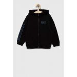 EA7 Emporio Armani hanorac de bumbac pentru copii culoarea negru, cu glugă, cu imprimeu