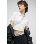 Tommy Jeans camasa din bumbac femei, culoarea alb