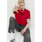 Hollister Co. tricou din bumbac culoarea rosu, cu imprimeu