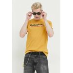 Quiksilver tricou din bumbac culoarea galben, cu imprimeu