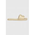 Tory Burch slapi de piele 79985-200 femei, culoarea bej, Double T Sport Slide