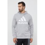 adidas hanorac de bumbac barbati, culoarea gri, cu glugă, cu imprimeu