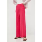 Max Mara Leisure pantaloni femei, culoarea roz, lat, high waist