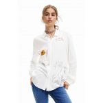 Desigual camasa femei, culoarea alb, cu guler clasic, regular