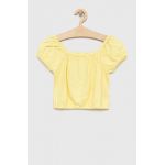 GAP bluza de in pentru copii culoarea galben, neted