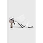 Karl Lagerfeld slapi de piele IKON HEEL femei, culoarea alb, cu toc drept, KL39005