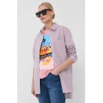 MAX&Co. camasa din bumbac femei, culoarea bordo, cu guler clasic, regular
