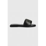 Tory Burch slapi de piele Double T Sport Slide femei, culoarea negru, 79985