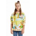 Desigual hanorac de bumbac pentru copii Bugs Bunny culoarea galben, cu glugă, modelator