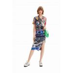 Desigual fusta culoarea negru, midi, drept
