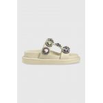 Kurt Geiger London șlapi de piele Orson femei, culoarea gri, cu platformă 9107144109